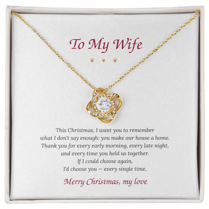 To My Wife – Love Knot Necklace with Christmas Message Card