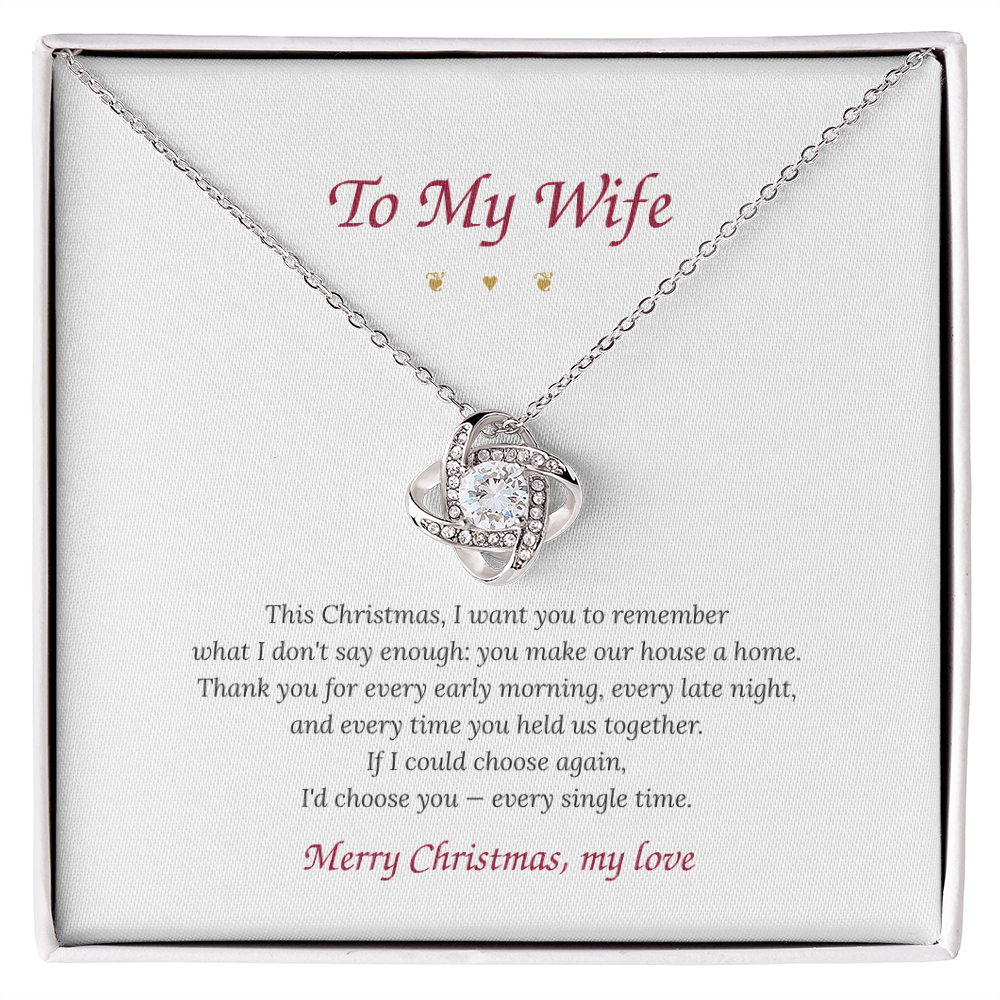 To My Wife – Love Knot Necklace with Christmas Message Card