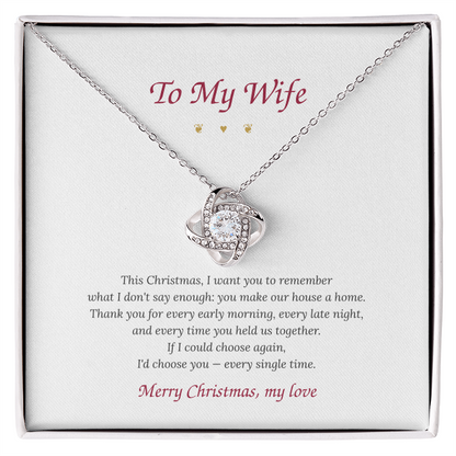 To My Wife – Love Knot Necklace with Christmas Message Card