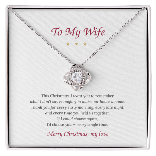 To My Wife – Love Knot Necklace with Christmas Message Card