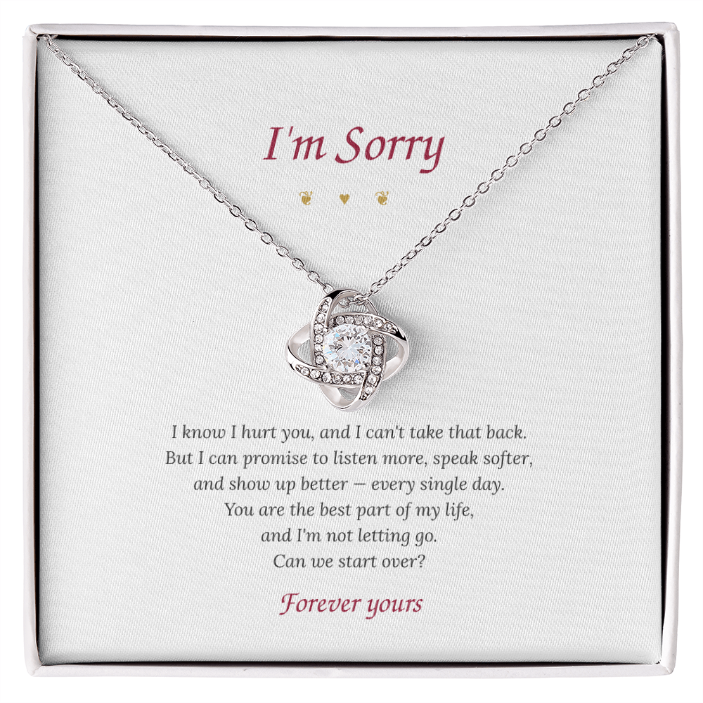 I'm Sorry – Love Knot Necklace with Apology Message Card