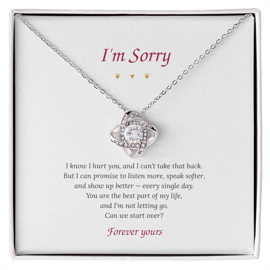 I'm Sorry – Love Knot Necklace with Apology Message Card