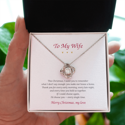 To My Wife – Love Knot Necklace with Christmas Message Card