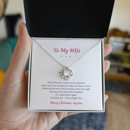 To My Wife – Love Knot Necklace with Christmas Message Card