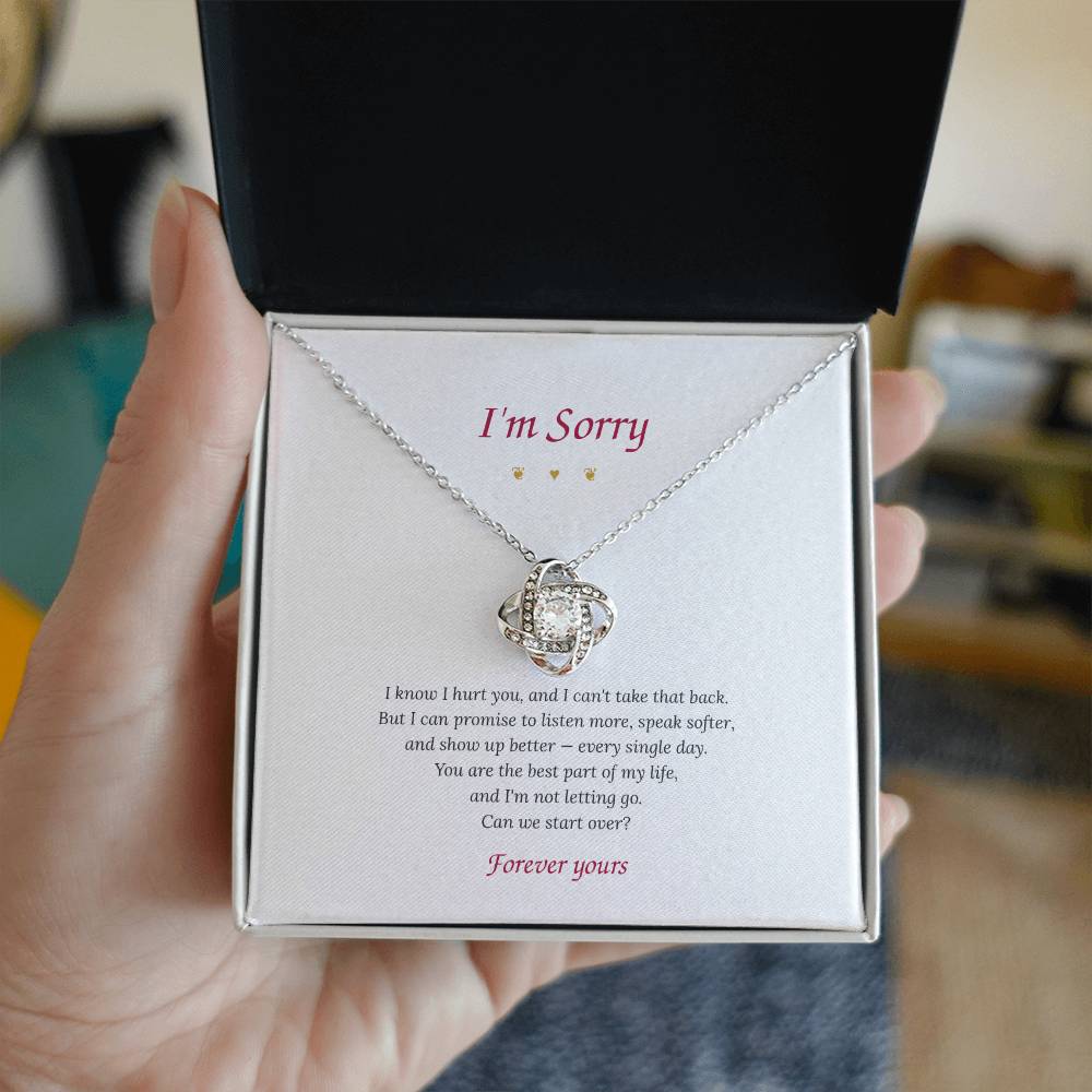 I'm Sorry – Love Knot Necklace with Apology Message Card