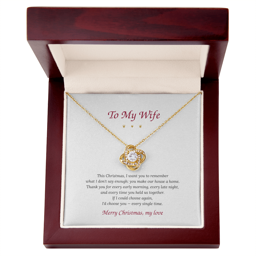 To My Wife – Love Knot Necklace with Christmas Message Card