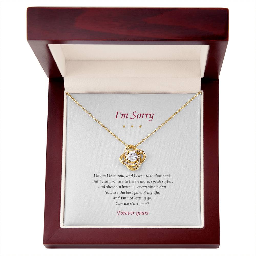 I'm Sorry – Love Knot Necklace with Apology Message Card