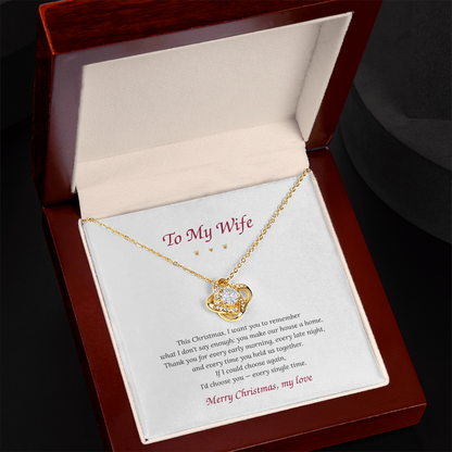 To My Wife – Love Knot Necklace with Christmas Message Card