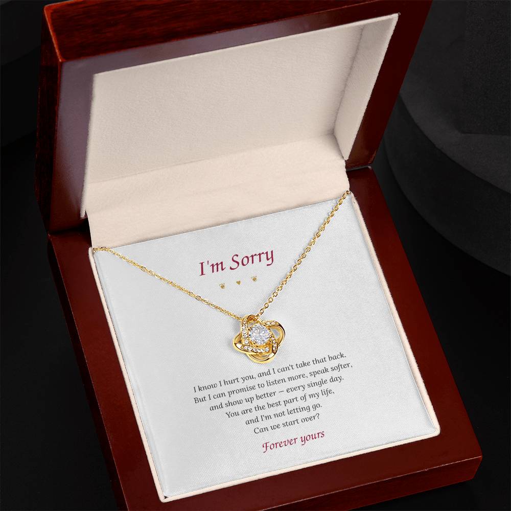 I'm Sorry – Love Knot Necklace with Apology Message Card