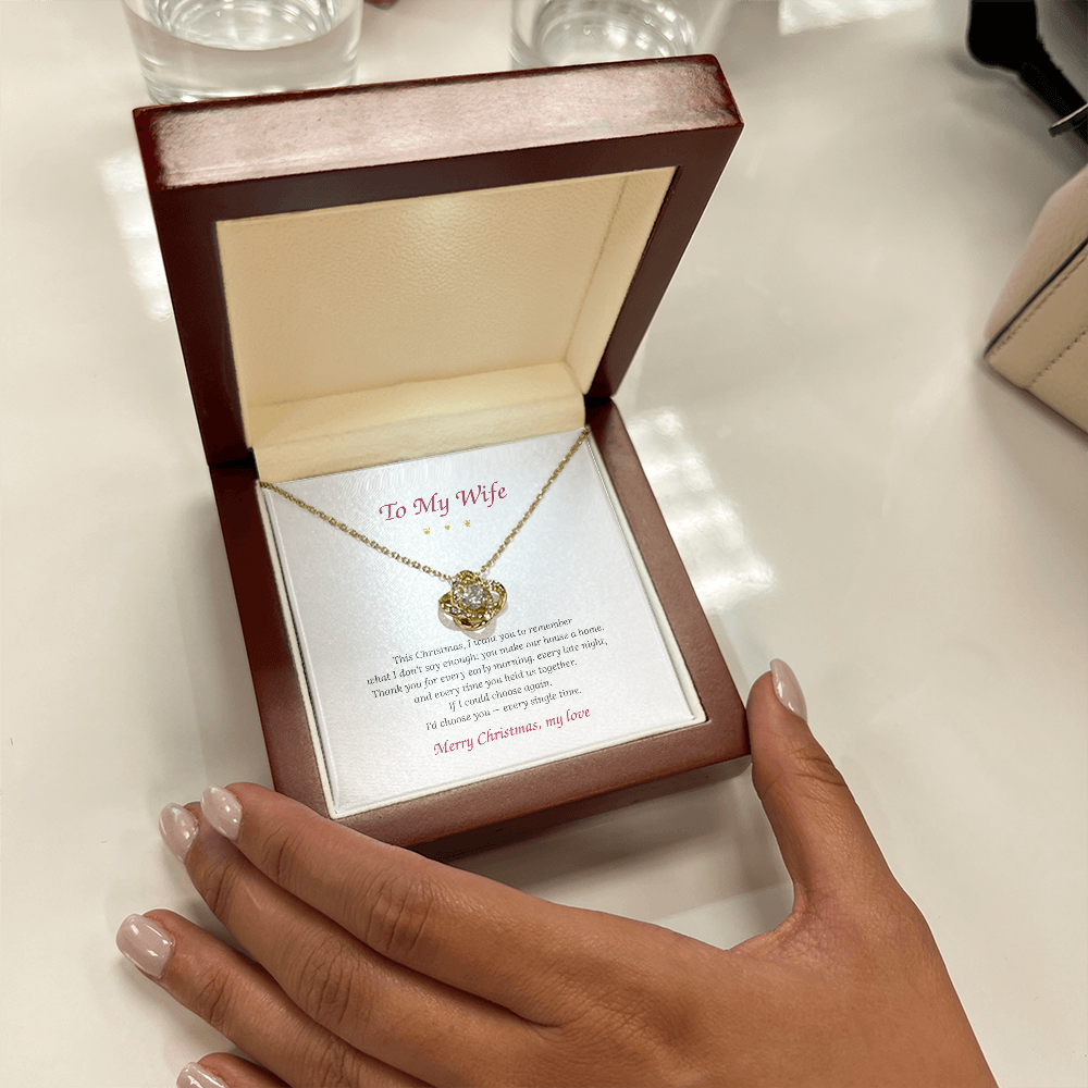 To My Wife – Love Knot Necklace with Christmas Message Card