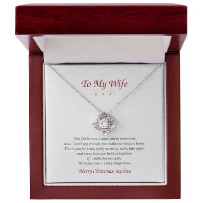 To My Wife – Love Knot Necklace with Christmas Message Card